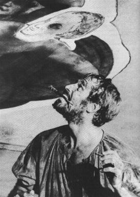 CHUCK AS MICHELANGELO PAINTING THE SISTINE CHAPEL